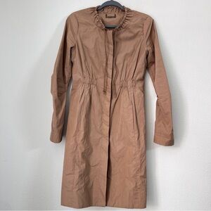 Diane Von Furstenberg Women's Sporti Trench Jacket Sz 2 Cinched Waist Khaki Tan